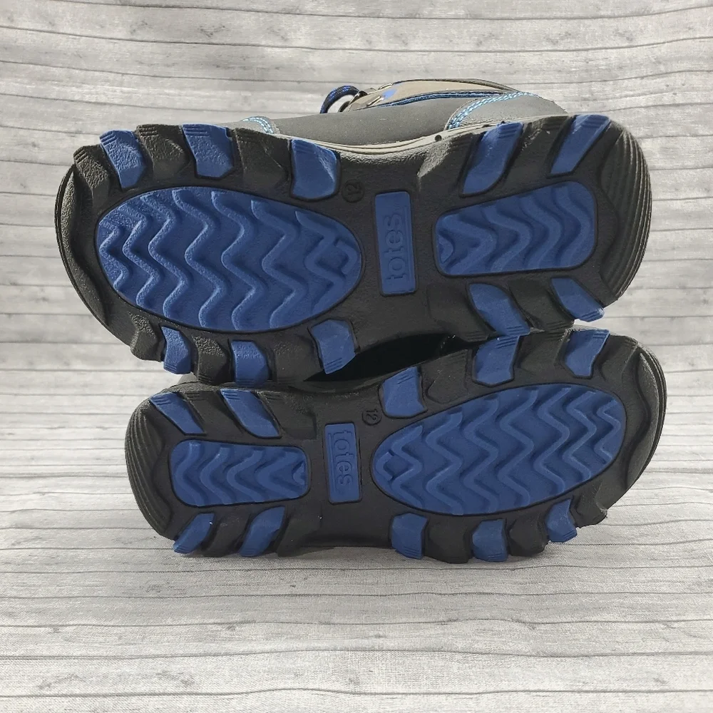 Totes Black Gray‎ Blue Winter Snow Boots Size 12 Ricky